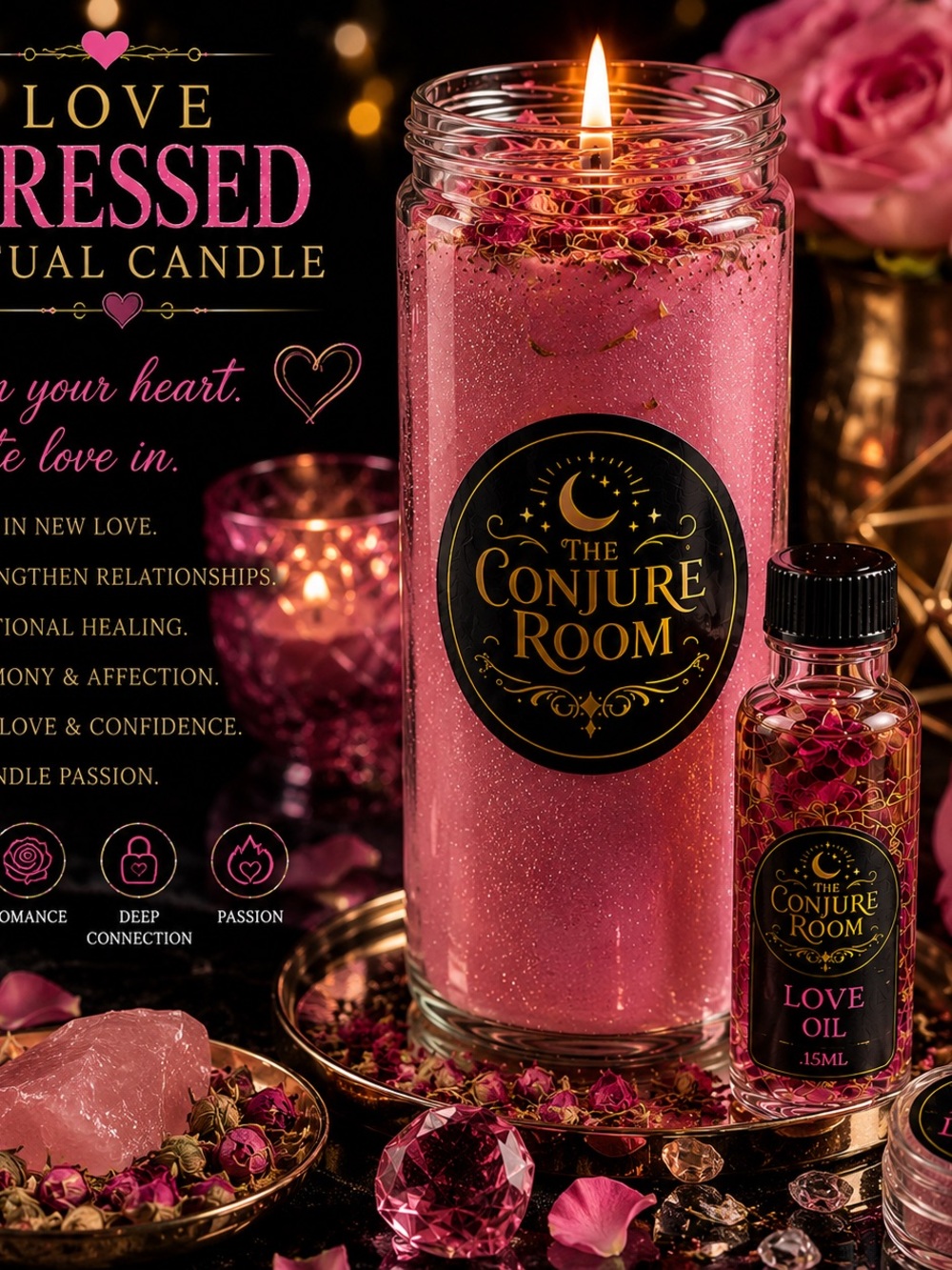 Love Dressed Ritual Candle - Pink